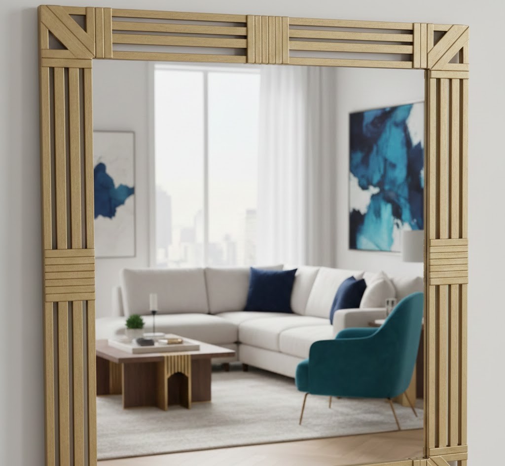Elegant handcrafted mirror in modern interior