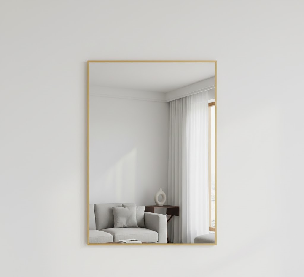Rectangular minimalist mirror